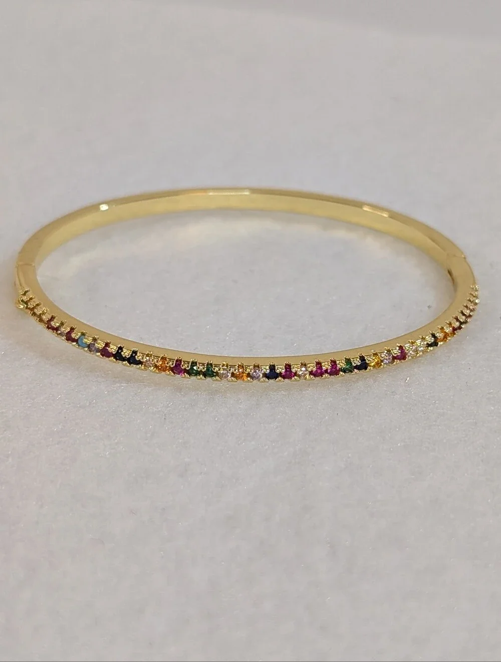 Multicolored Rainbow Rhinestone Bangle Bracelet